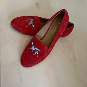 Talbots red loafers with embroidered Dalmatian size 8.5